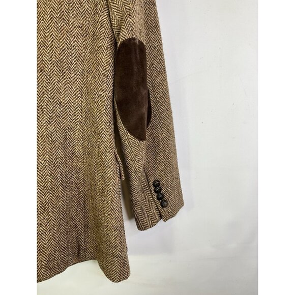 Vintage 80s Wool Tweed Elbow Patch Blazer Jacket USA Equestrian Preppy - Picture 7 of 9